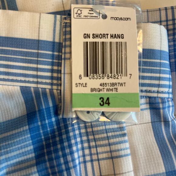 Greg Norman Performance Plaid Golf Shorts - Men's 34 - Blue/White Tasso Elba - Picture 6 of 9